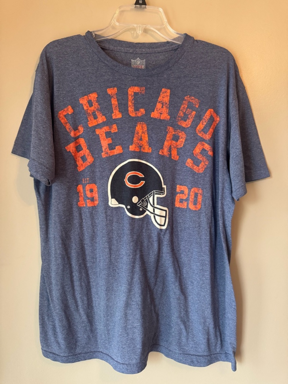 NFL Navy Blue Tee with Distressed Orange Lettering